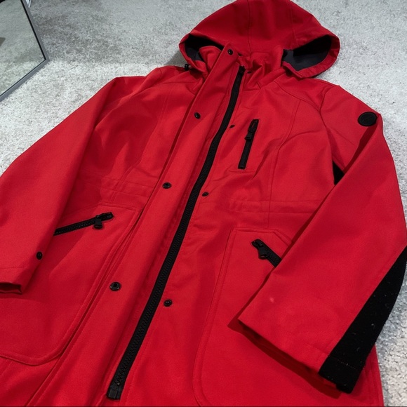 Red CALVIN KLEIN Hooded Raincoat - Picture 3 of 8